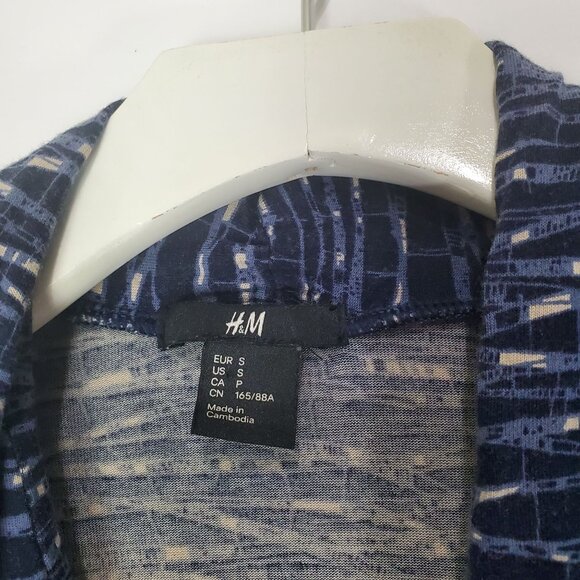 H&M Womens‎ Dress SZ S Faux Wrap Splice Long Sleeves Sheath Elastic Waist - Picture 4 of 6